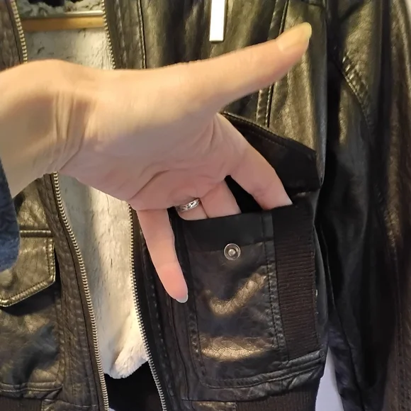 Juniors faux leather biker jacket bomber jacket - Picture 7 of 10